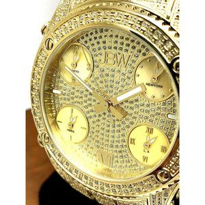 JBW Men's Watch JB-6213-A Jet Setter 2.34CTW Diamond Quartz Gold Multi Time Zone
